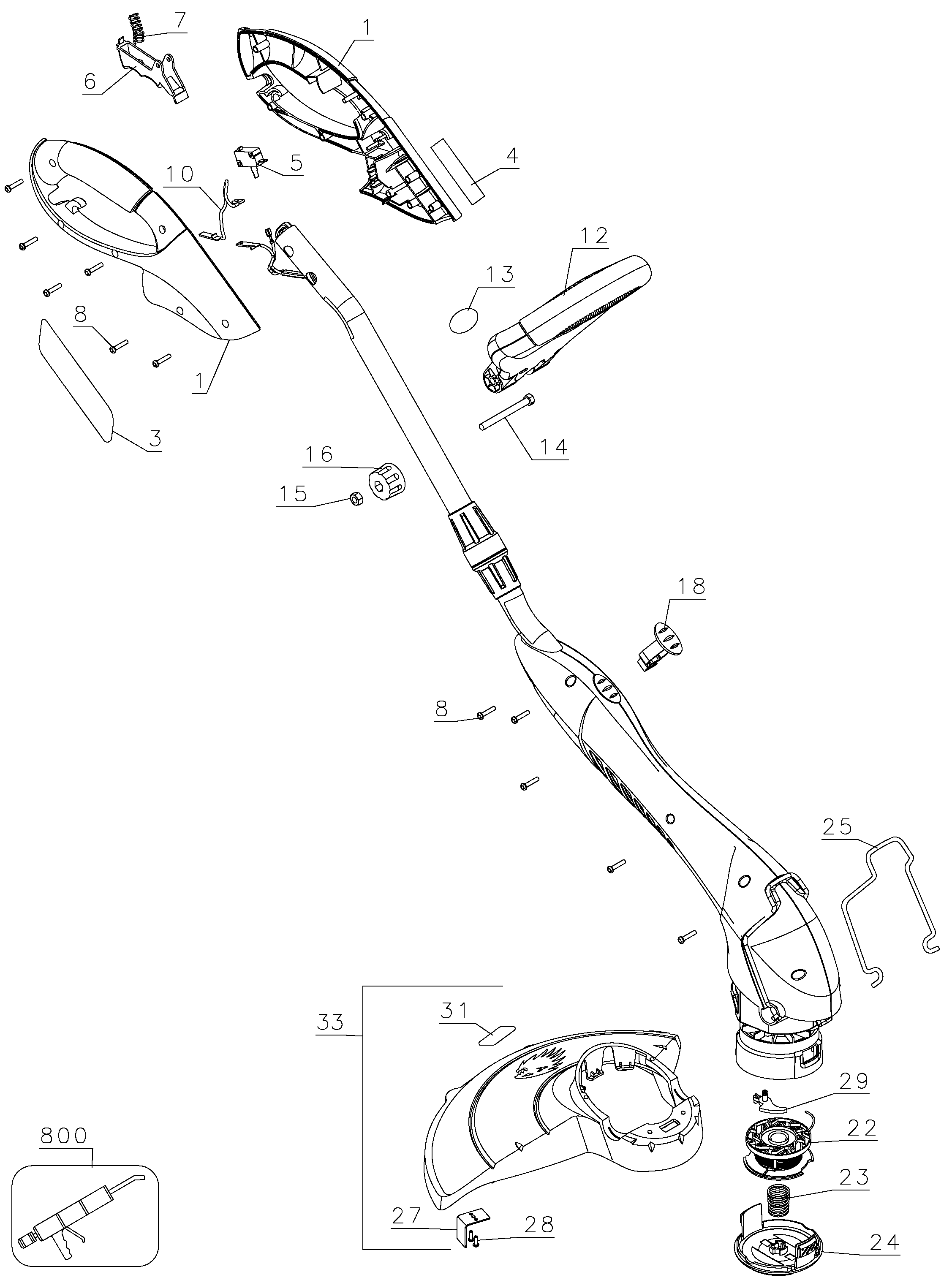 Page A Diagram and Parts List for ST7200 1 Black and Decker Trimmer